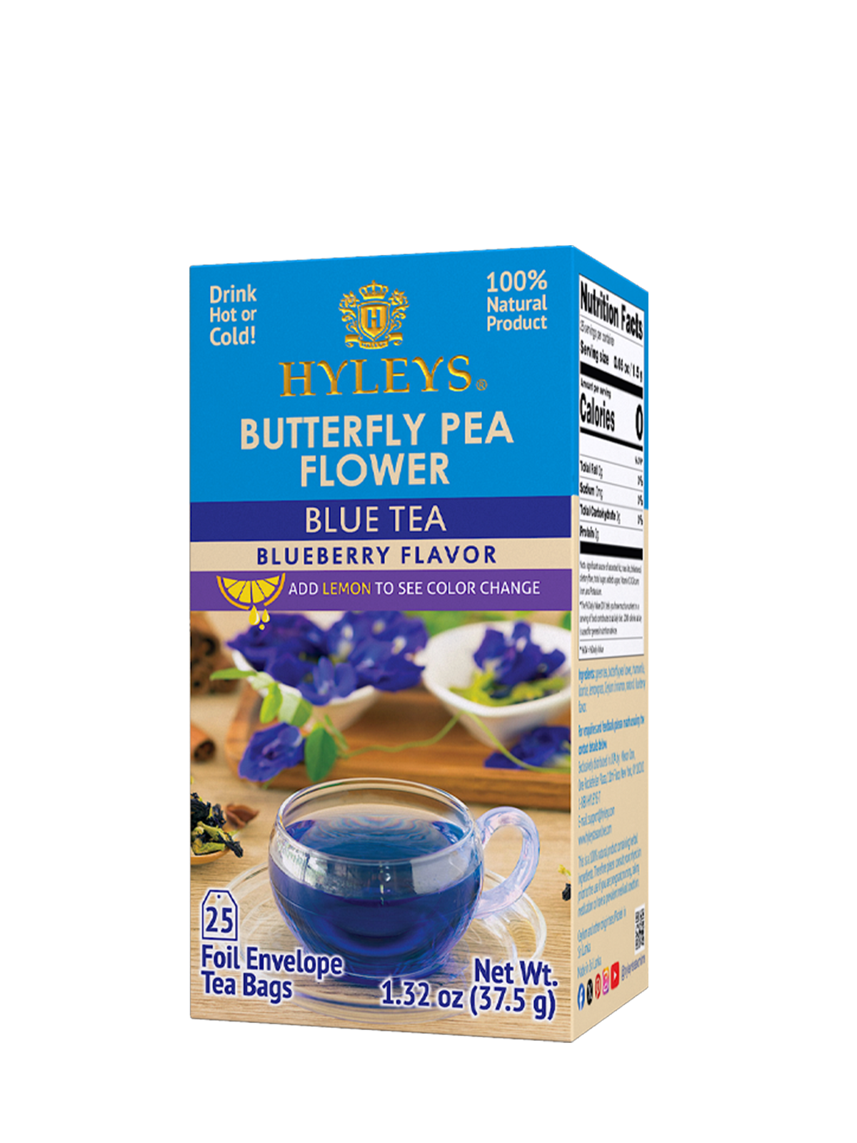 Hyleys Butterfly Flower Tea Blueberry Flavor 25 bags